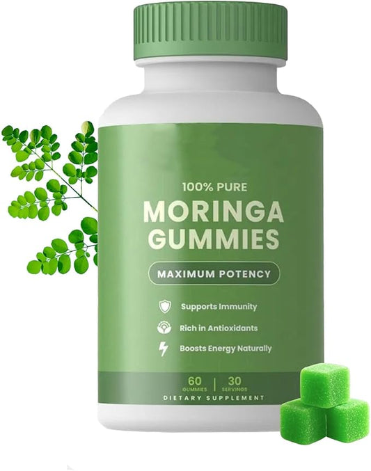 Moringa Gummies with Moringa Powder, Moringa Leaf Supplement for Women and Men, Energy, Immune Support, from Moringa Leaf Powder, 60 Capsules (1)