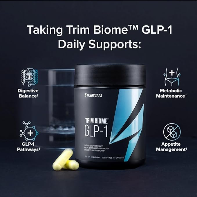 InnoSupps Trim Biome™ GLP-1 | Gut Health + Metabolic Support* | Prebiotic + Probiotic + Postbiotic | Akkermansia + Berberine | 60 Capsules. 30 Servings