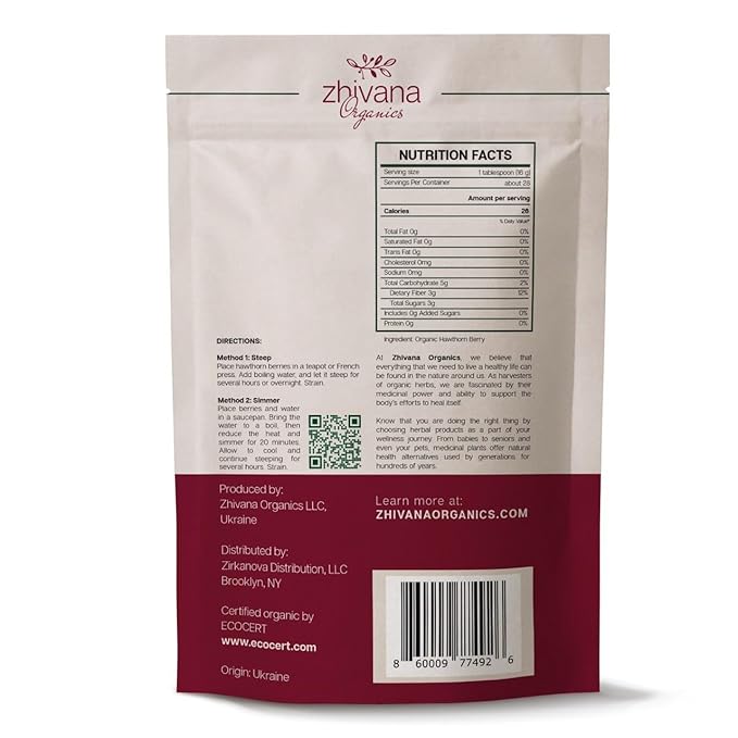 Organic Hawthorn Berry Tea (16 oz.) - Hawthorn Tea, Hawthorne Berries - High Blood Pressure, Heart Health Support, Relaxation