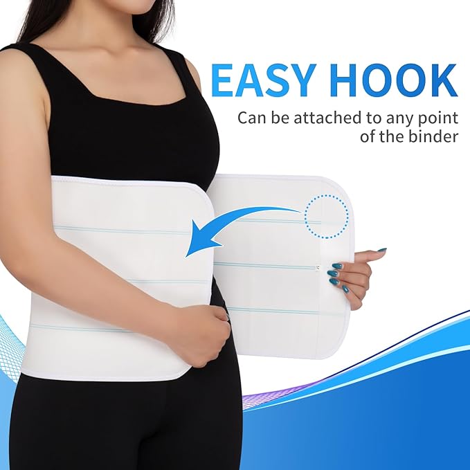 S Abdominal Binder Post Surgery for Men and Women, 12" High Postpartum Tummy Tuck Belt Provides Bariatric Stomach Compression, High Elasticity, Breathable - (45" - 60") 4 PANEL White