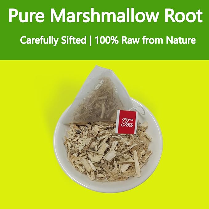Samcci - Marshmallow Root Tea, 2g x 40 Tea Bags -100% Natural & Pure Dried Cut & Sifted Althaea Officinalis - No Sugar - No Caffeine - No Gluten - Vegan - Support Digestion & Respiratory