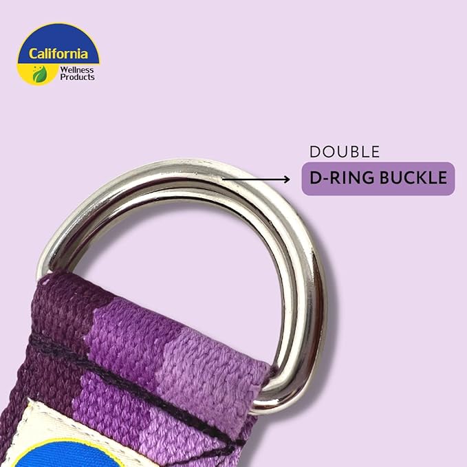 California Yoga Strap | Yoga Belt with Safe Adjustable D-Ring Buckle for Pilates | Stretching Strap | Exercise Bands | Physical Therapy | Improves Sitting Posture