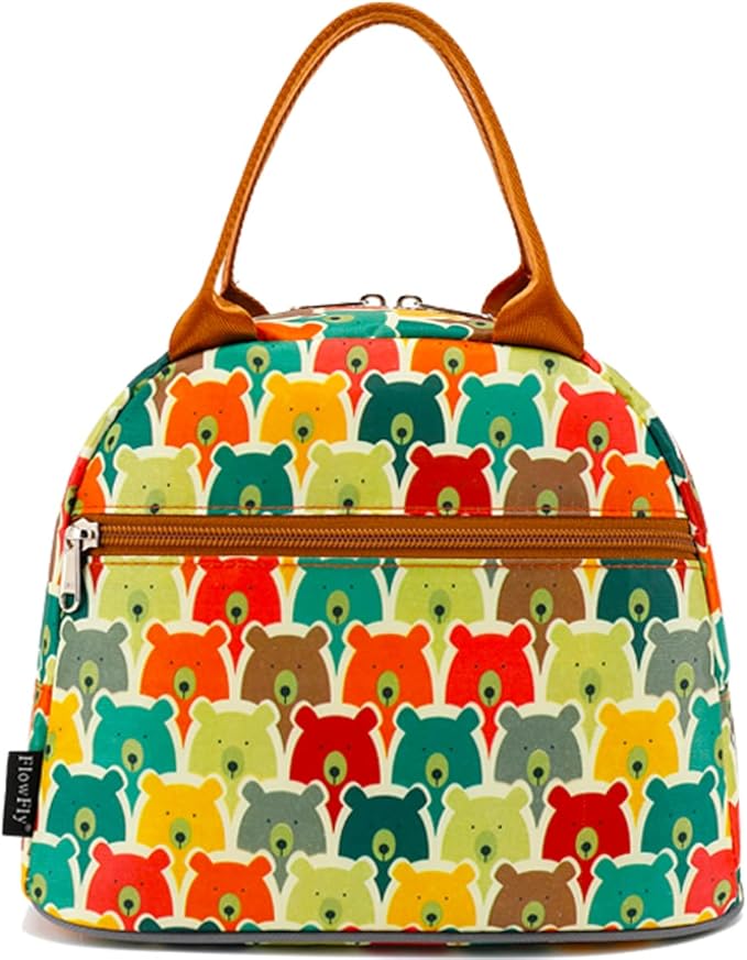 FlowFly Insulated Lunch Cooler Bag - Tote Bag Organizer for Women/Men, Bear