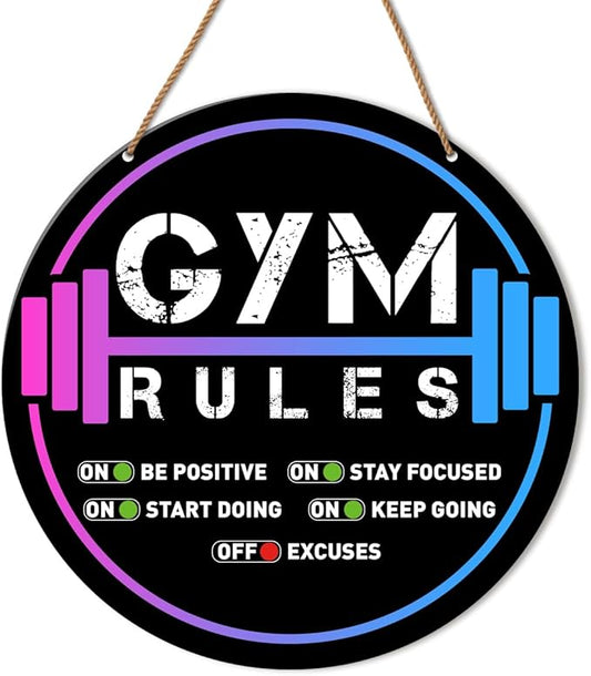 HSNBT Gym Signs Wall Decor, Home Gym Motivational Wall Decor Gym Hanging Signs Decorations for Fitness Workout Room Gift for Woman Man Gym Enthusiast, Gym Rules