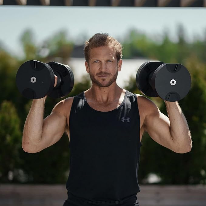 NÜOBELL® Adjustable Dumbbell Set, 5-50 LB or 5-80 LB, Easy Twist 2024-25 Model, All-In-One Weights Set (Pair) for Home, Original Manufacturer