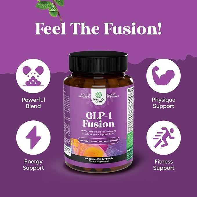 GLP-1 Berberine Supplement - One a Day Healthy Gut Berberine Complex with Panax Ginseng Turmeric Curcumin & Cayenne Pepper for Metabolic Balance - Gluten Free Vegan and Non-GMO (1 Month Supply)