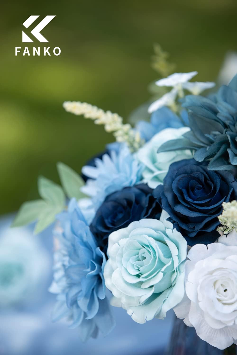 FANKO Dusty Rose Artificial Flowers Combo for DIY, Fake Blue Rose Artificial Silk Flowers with Greenery, Real Looking Artificial Faux Flowers for Wedding, Decoration, Centerpieces, Party, Home Décor