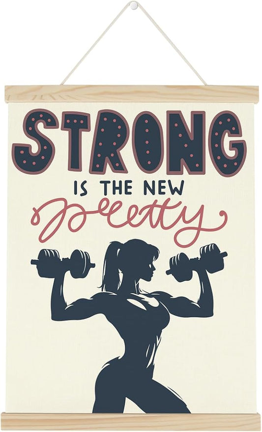 Gym Motivational Posters College Dorm Posters Gifts for Girls Friends Strong is The New Pretty Gym Flag Wall Art Decor Sign for Home Gym Bedroom Office