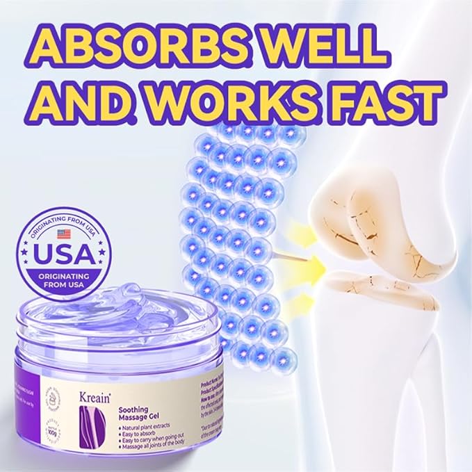 Kreain Nature Soothing Massage Pain Relief Gel, Joint Purple Gel Cooling Soothes Cream for Knees, Hand Arthritis, Lumbar, Neck and Shoulders(3.5 Ounce, 1 Pack)