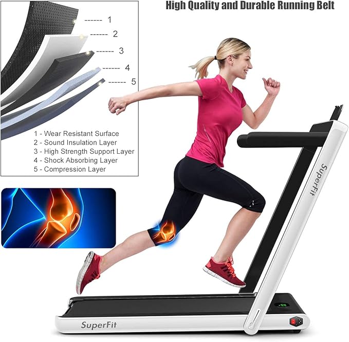 GYMAX Walking Pad, 2.25HP Foldable Treadmill with Smart App & Remote Control, Bluetooth LED Monitor, Small Spaces Compact Running Machine, Folding Portable Under Desk Treadmill for Home Office