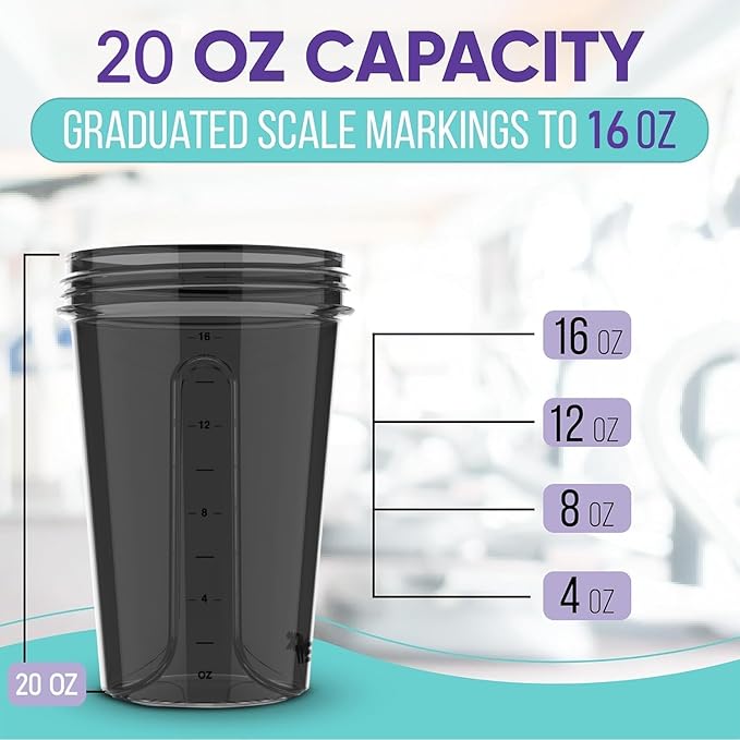 '-2 Pack- 20 oz Protein Shaker Bottles for Protein Mixes - 2x Wire Whisk | Leak Proof Shaker Cups for Protein Shakes and Pre Workout | Protein Shaker Bottle Pack (Purple&Black)