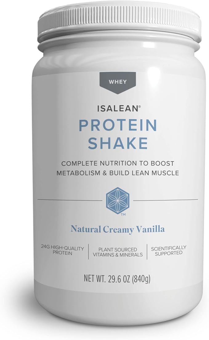 IsaLean Protein Shake Complete Superfood Meal Replacement for Maintaining Healthy Weight and Lean Muscle Growth with 24 Vitamins and Minerals-29.6 oz - 14 Meal Canister Natural Creamy Vanilla