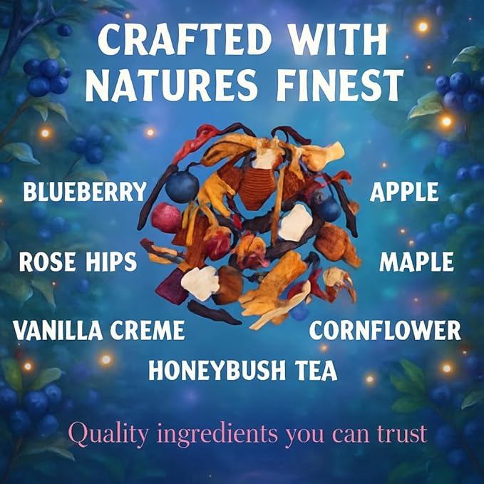 Bellasia Tea Blueberry Pie for Kids Using Real Fruit Pieces - Caffeine Free Herbal Tea Blend with Real Ingredients & Balanced Flavor- Add Loose Leaf Tea to Your Child’s Routine for A Fun & Tasty Drink. 20-25 Cups