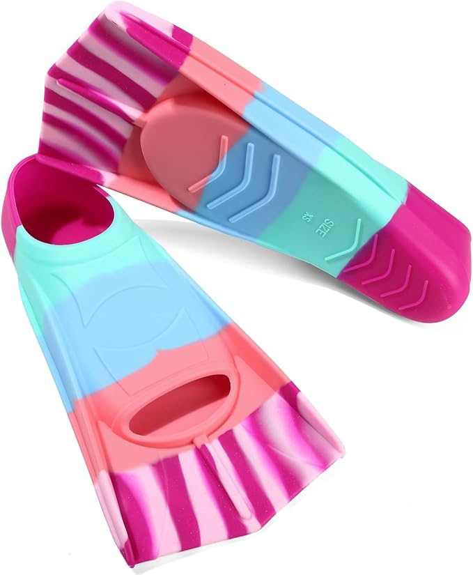 Kids Swim Fins,Short Kids Fins Youth Swimming Flippers for Lap Swimming Training for Children Girls Boys Beginners