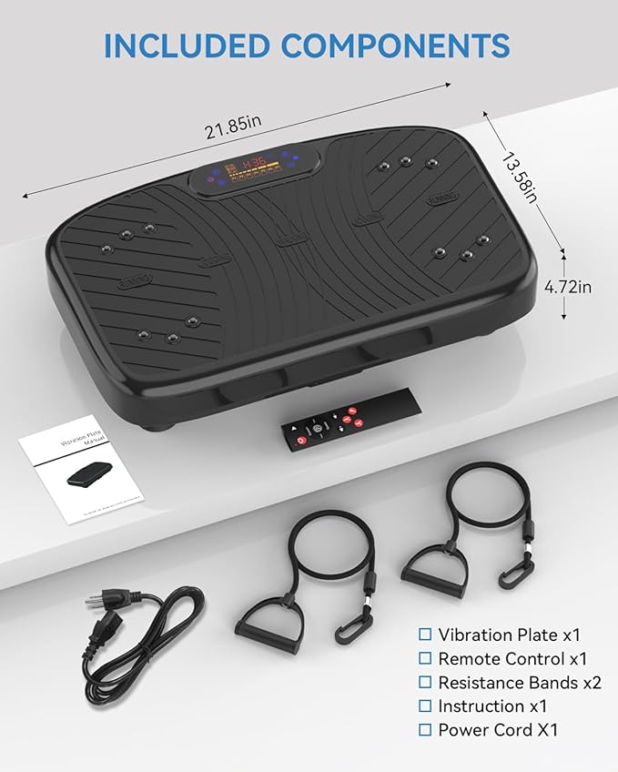 Vibration Plate Exercise Machine, Vibration Plate Platform for Lymphatic Drainage, 200 Adjustable Speeds Power Shaping Vibrating Plate Helps Weight Loss, Shaping, Max Weight 450 Lbs