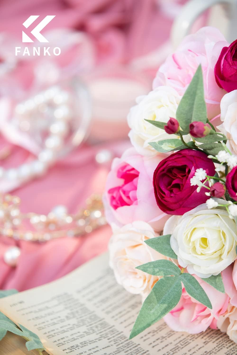 FANKO Rose Artificial Flowers Combo for DIY, Fake Rose Artificial Silk Flowers with Greenery, Real Looking Artificial Faux Flowers for Wedding, Table Decoration, Centerpieces, Party, Home Décor