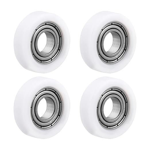 MroMax Roller Idler Bearing Pulley-8 x 22 x 7mm Sliding Conveyor Nylon Wheel with 688ZZ Bearing for Furniture, Hardware Accessories and Mobile Door White 4Pcs