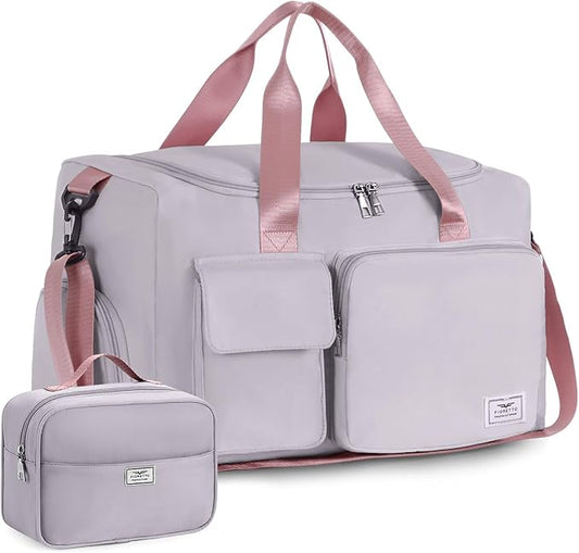 FIORETTO Women's Gym Duffle Bag with Shoes Compartment, 37L Capacity, Ideal for Travel, Gym, Sports, Duffel, Weekender