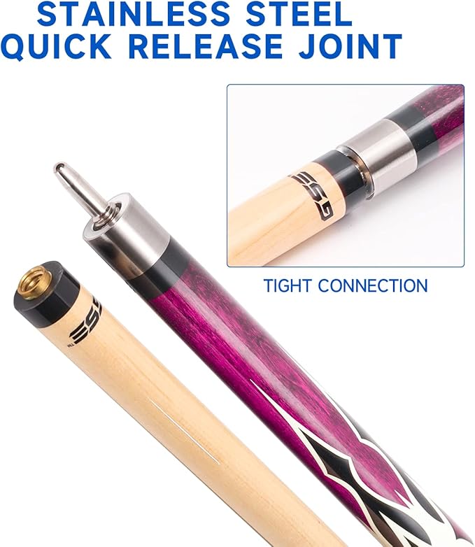 GSE Games & Sports Expert 58" 2-Piece Canadian Maple Hardwood Billiard Pool Cue Sticks for Men/Women, House or Commercial/Bar Use (Several Colors, Weight 18oz, 19oz, 20oz, 21oz Available)