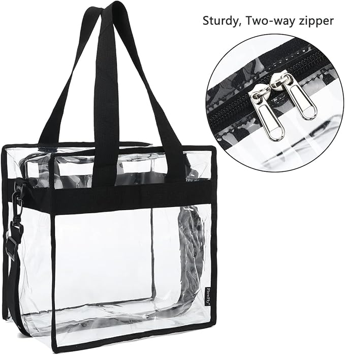 FlowFly Insulated Lunch Cooler Bag - Tote Bag Organizer for Women/Men, Clear#Black