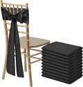 10 PCS Black Satin Chair Sashes Bows Universal Chair Ribbon Ties Back Sash for Wedding Party Reception Events Banquets Hotel Event Chair Cover Decoration (Champagne 7x108 inch)