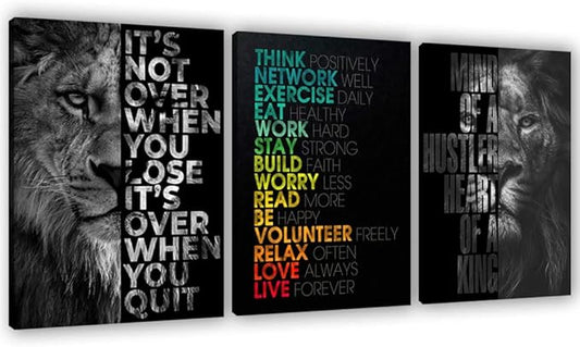 Motivational Canvas Painting Wall Art Execution Grind Hustle Inspirational Wall Art Success Entrepreneur Poster Positive Quotes Wall Poster Framed for Home Office Wall Decor[36''Wx 16''H]