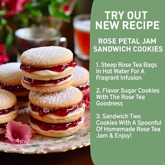 HANDPICK, Rose Buds Herbal Tea Bags - 50 Count | Caffeine Free Tulsi Tea with Chamomile & Rose Extracts | Floral & Smooth | Round Eco-conscious Tea Bags