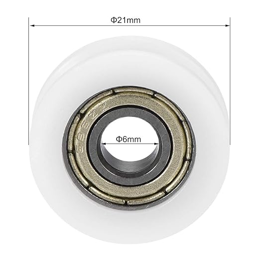 uxcell U Groove Guide Pulley Rail Ball Bearings 6x21x7mm Double Metal Shielded (GCr15) Chrome Steel Bearings Roller Guide Wheel 2pcs