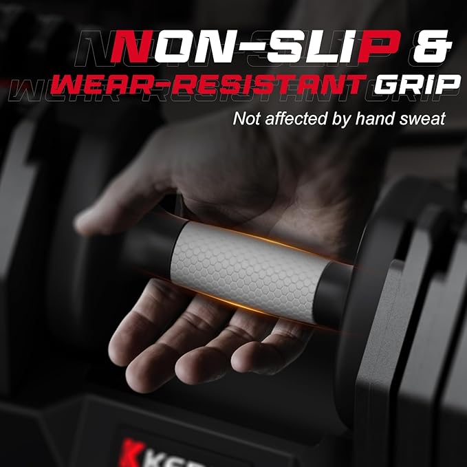 Keppi Adjustable Dumbbells Set-25lb/40lb/55lb/60lb, Anti-Slip Metal Fast Adjust Weight Handle, Exercise & Fitness for Full Body Workout - Adjustable Dumbbell Series