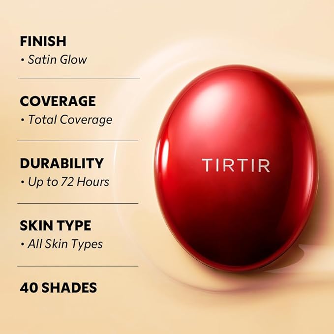 [*Mini Size*] TIRTIR Mask Fit Red Cushion Foundation | Full coverage, Weightless, Skin fit, Satin Glow Finish, Korean Makeup, beauty, Tattoo cover up, Buildable (#51N Fudge, 0.15 Fl Oz)
