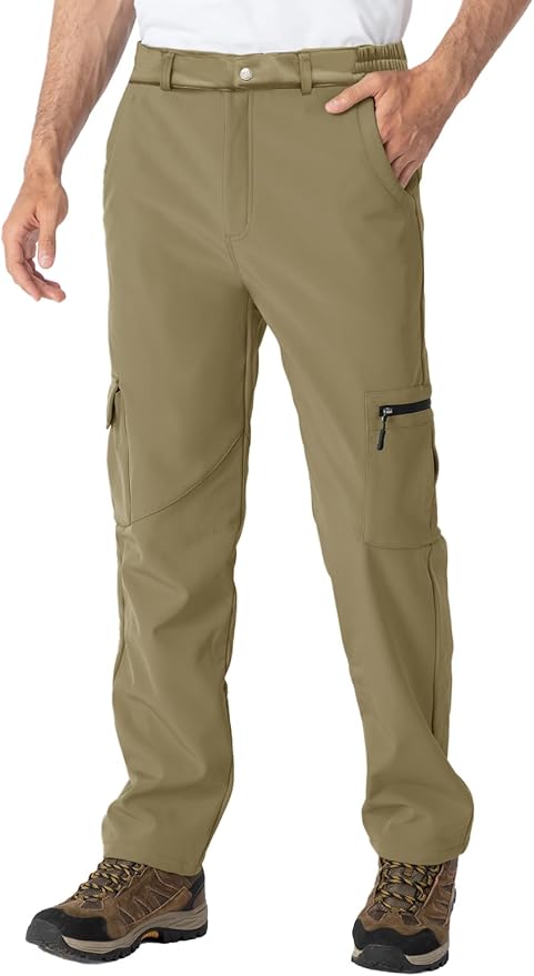 TBMPOY Men's Snow Ski Fleece Lined Hiking Pants Waterproof Winter Snowboard Warm Outdoor Insulated Pants Windproof