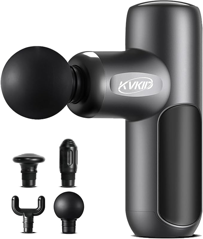 Mini Massage Gun, Percussion Muscle Massager with 4 Attachments, Portable Hand Held Massager Gun for Back, Body Sore Muscles, Pain Relief, Rechargeable Small Massage Gun for Office, Home, Athletes