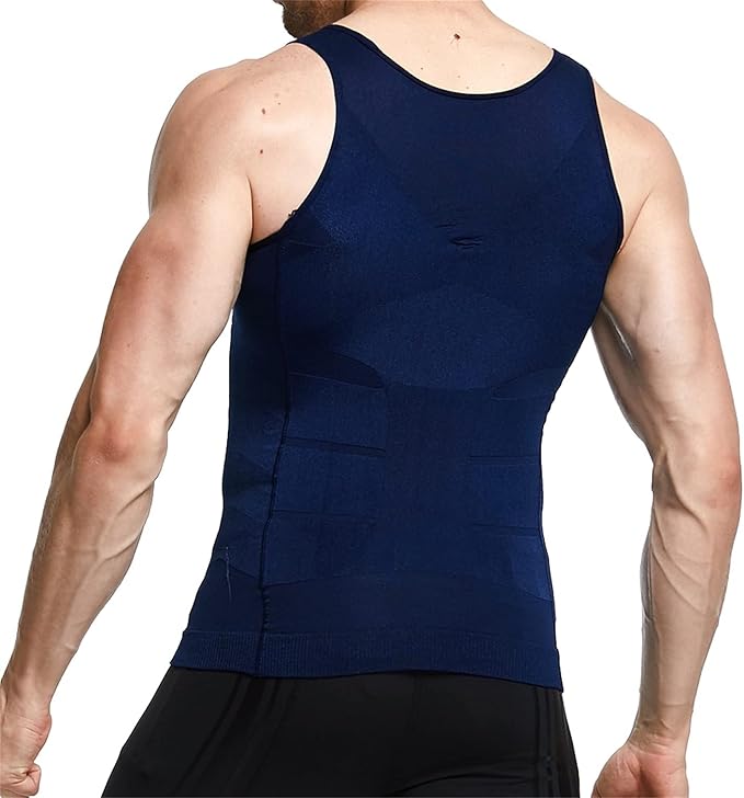 GKVK Mens Slimming Body Shaper Vest Shirt Abs Abdomen Slim