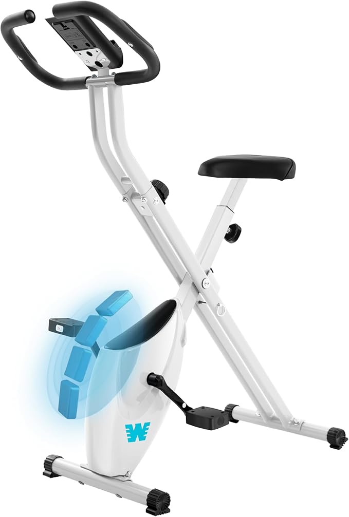 BARWING Stationary Exercise Bike for Home Workout, 5 IN 1 Foldable Indoor Cycling Bike for Seniors, 350LB Capacity, 16-Level Magnetic Resistance, Seat Backrest Adjustments