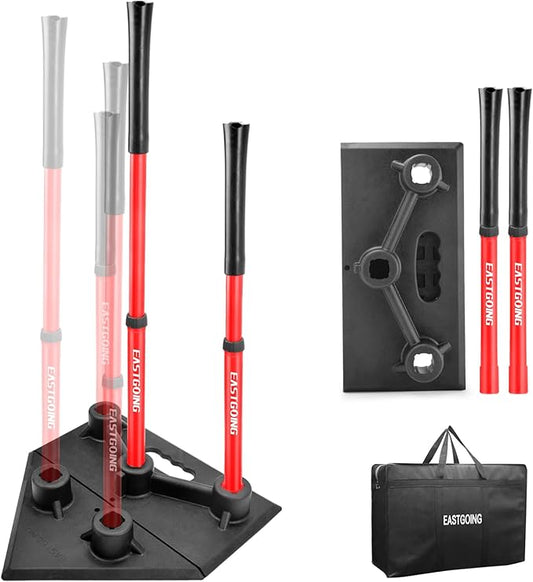 Eastgoing Heavy Duty Baseball and Softball Portable Travel Batting Tee.Adjustable 5-Position Baseball and Softball Batting Tee.Hitting Tee for Any Age Player Baseball