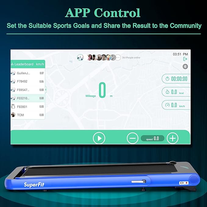 GYMAX Walking Pad, 4.75HP Under Desk Treadmill with LED Touch Screen, App Control, Built-in Speaker & Handle, 2 in 1 Folding Compact Portable Treadmill for Home Small Space