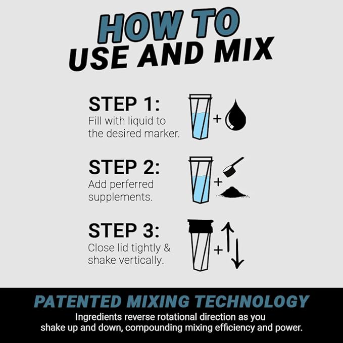 HELIMIX 2.0 Vortex Blender Shaker Bottle Holds upto 28oz | No Blending Ball or Whisk | USA Made | Portable Pre Workout Whey Protein Drink Shaker Cup | Mixes Cocktails Smoothies Shakes | Top Rack Safe