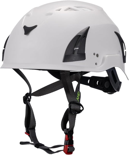 Land Helmets ClimbPro Safety Helmet for Rock Climbing – Lightweight & Durable Hard Shell with Adjustable Chin Strap and Accessory Slots – Ideal for Indoor & Outdoor Adventure