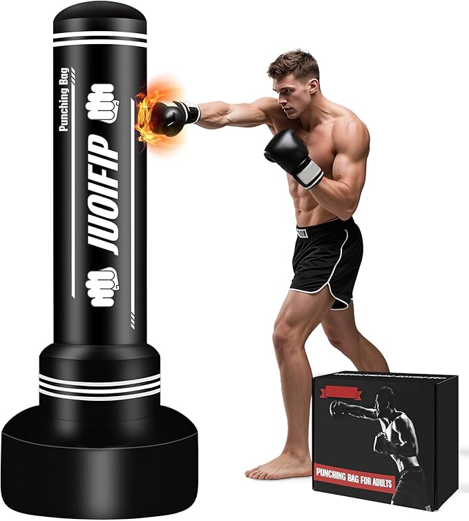 Freestanding Punching Bag with Stand, Men Standing Kickboxing Bag, Heavy Boxing for Adult Teens, Suitable for MMA Dummy Karate Home Gym Training Equipment （Excludes Gloves and Pumps）
