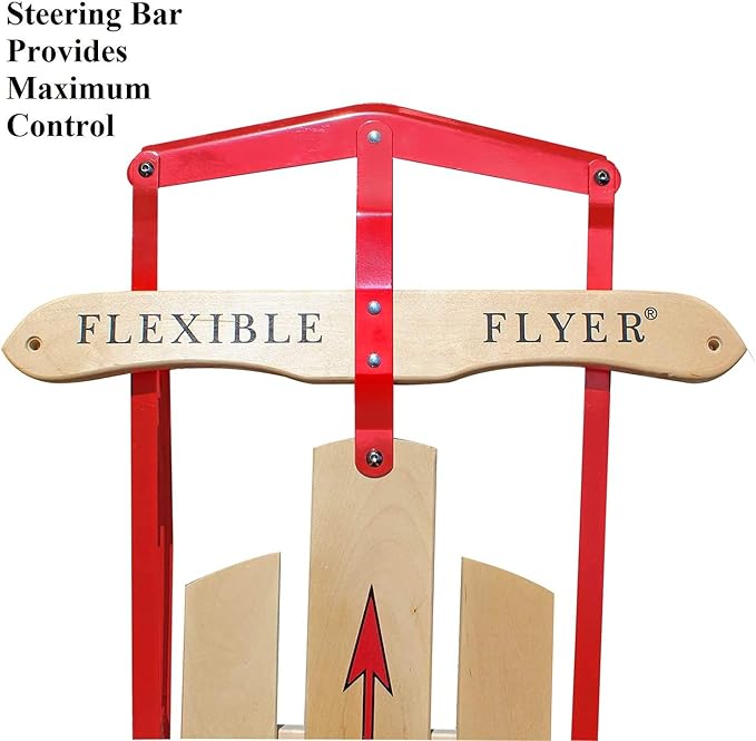 Flexible Flyer Metal Runner Sled. Steel & Wood Steering Snow Slider