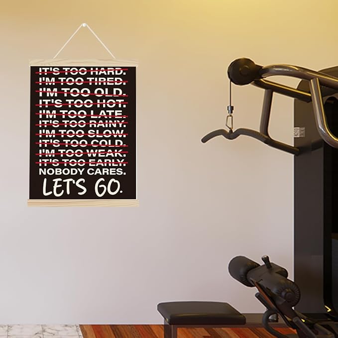 Gym Motivational Posters College Dorm Posters Gifts for Guys Friends Nobody Cares Lets Go Gym Flag Wall Art Decor Sign for Home Gym Bedroom Office