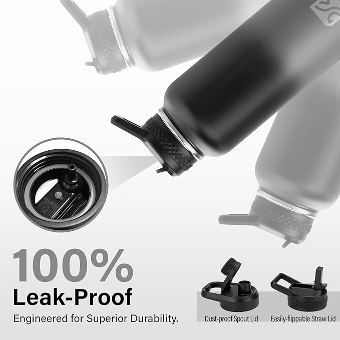 Insulated Water Bottle | Thickened Stainless Steel Vacuum Metal | Portable Sports Water Jug for Gym and Hiking with Straw, Carrier Bag, Handle Strap | BPA-Free 40 oz