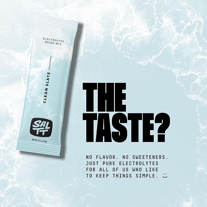 Keto Chow SALTT Electrolytes Powder Packets, Clean Slate Unflavored (30 Hydration Packets) - Magnesium, Potassium, Sodium, Trace Minerals - Vegan, Gluten Free - Travel Essentials - Made in USA