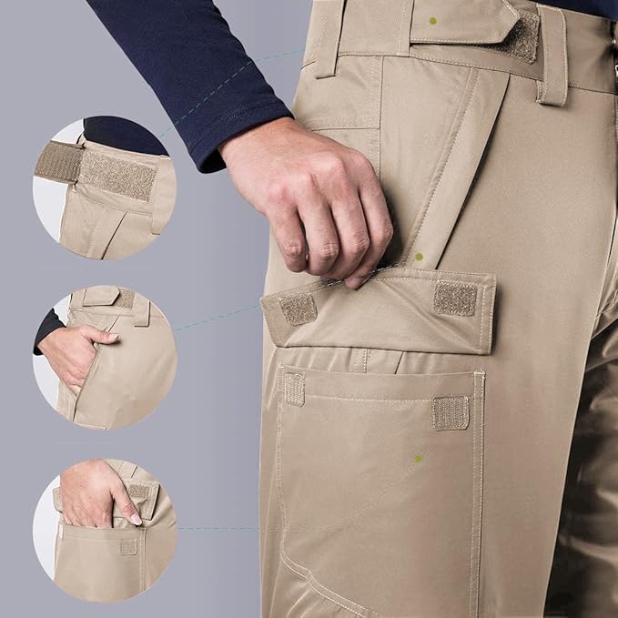 FREE SOLDIER Men's Waterproof Snow Insulated Pants Winter Skiing Snowboarding Pants with Zipper Pockets