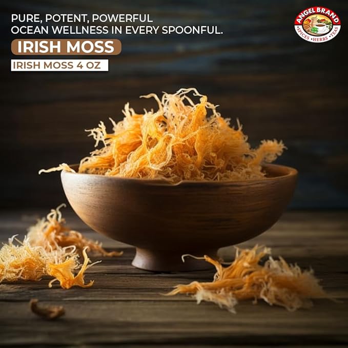 Angel Brand Irish Sea Moss 4 oz Pouch - Nutrient Rich Sea Vegetable Harvested from Pristine Ocean Waters - Enhance Wellness Journey with Irish Sea Moss Raw - Perfect for Smoothies & Soups