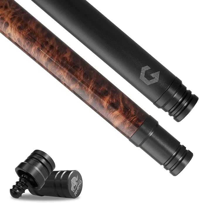 RHINO G-w Series Pool Cue - Amboyna, Bocote, Ebony, Snakewood, Thuya - 3/8-8 Joint - 12.5 mm Tip Diameter