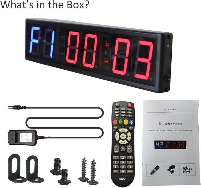 Large Interval Gym Clock for Workouts Size 20x4.7in. Operated by Remote Control