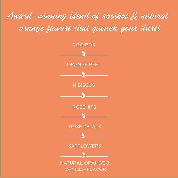 The Tea Spot Blood Orange Smoothie Herbal Tea | Blend of Rooibos Tea, Orange Peel, Hibiscus, Rosehips, Rose Petals, Safflowers, Natural Orange and Vanilla Flavors | Caffeine-Free 15 Tea Bags