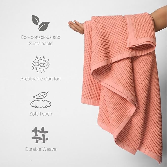 GOTS Certified Organic Cotton Waffle Weave Blanket, King Bed Blanket,108"X90" Cozy Throw Blanket for Couch, Modern Home Decor, Throw Blankets,Comfy Waffle Blanket, Soft Bed Blankets -Sun Bay