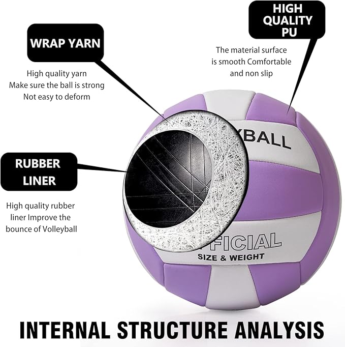EVZOM Super Soft Volleyball Beach Volleyball Official Size 5 for Outdoor/Indoor/Pool/Gym/Training Premium Volleyballs Equipment Durability Stability Sports Ball